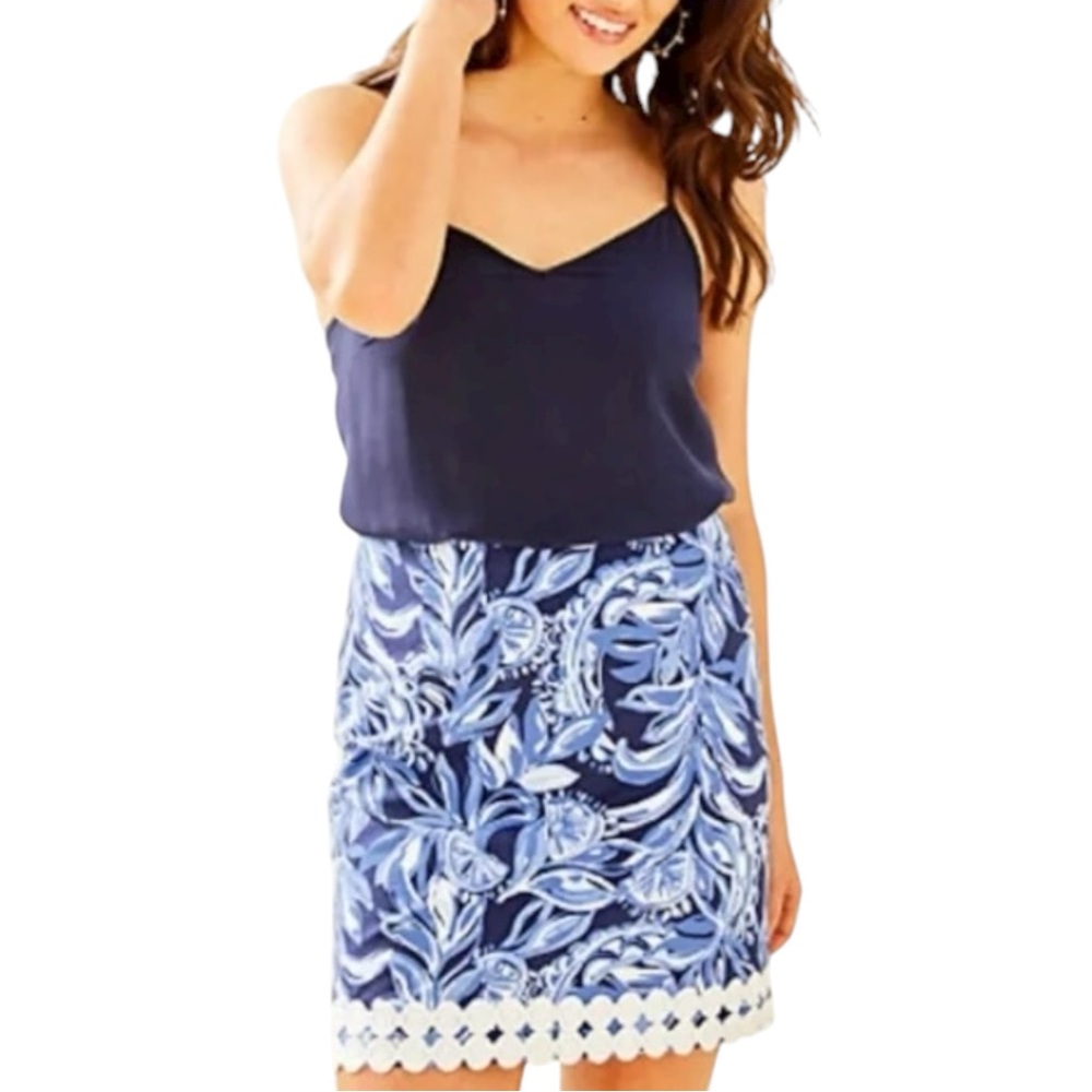 Lilly Pulitzer Izzy Skirt in High Tide Navy You’re The Zest Sz 2
